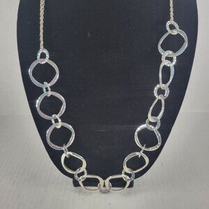 Silver-Tone Chunky Abstract Retro Chain Interlocking Link 29" Necklace